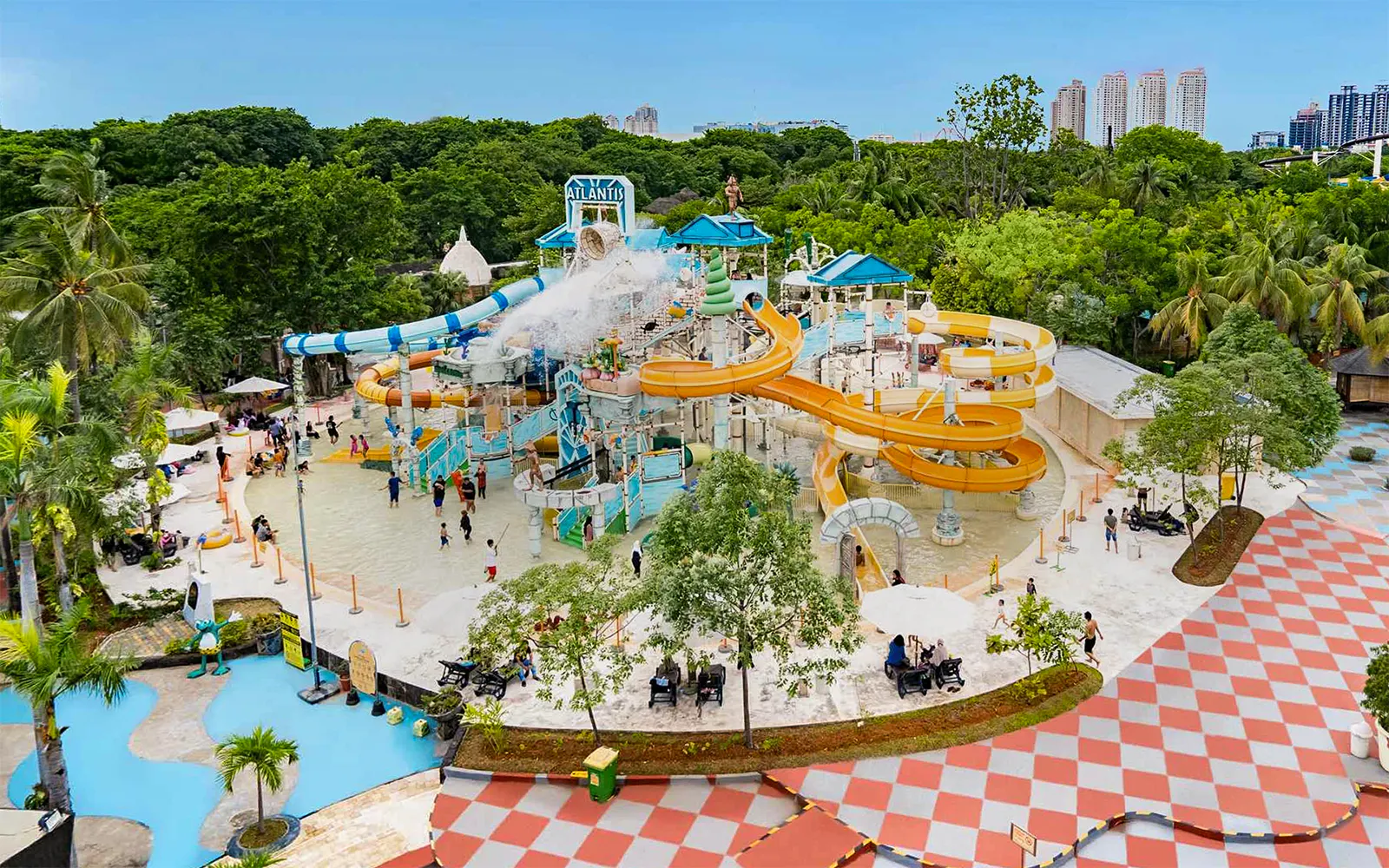 Ancol Atlantis Water Adventure Park with slides and splash area, Jakarta.