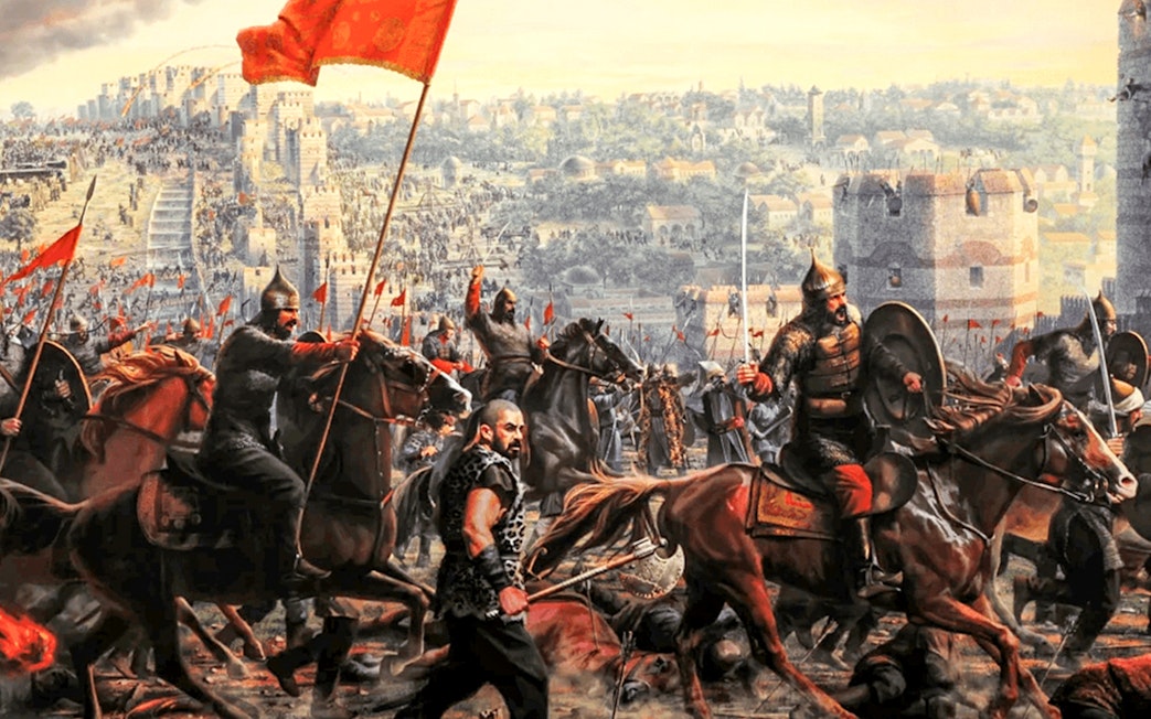Battle scene from the Istanbul Panorama 1453 History Museum depicting the fall of Constantinople.