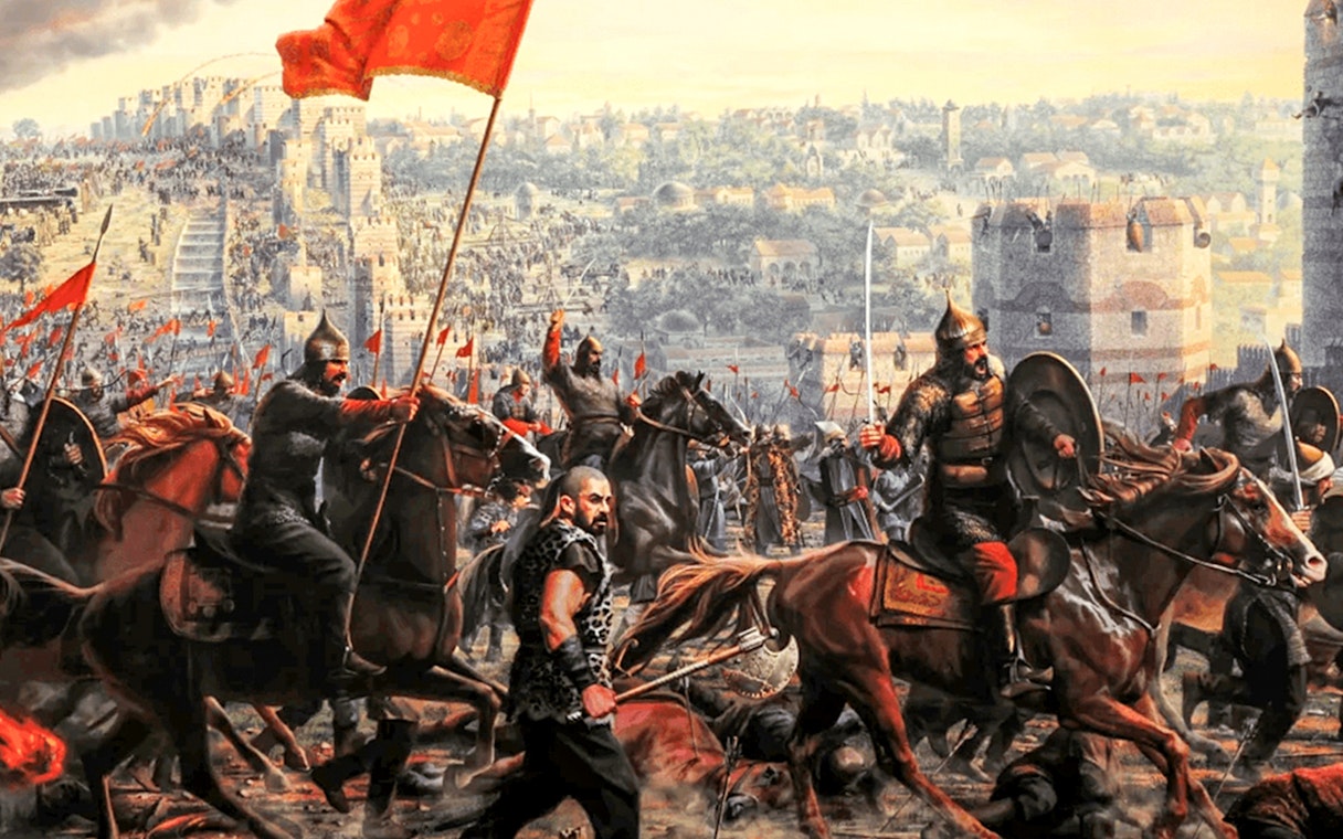 Battle scene from the Istanbul Panorama 1453 History Museum depicting the fall of Constantinople.