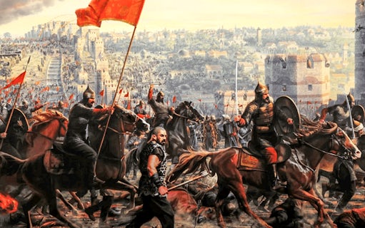 Battle scene from the Istanbul Panorama 1453 History Museum depicting the fall of Constantinople.