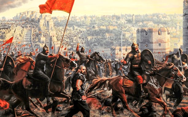 Battle scene from the Istanbul Panorama 1453 History Museum depicting the fall of Constantinople.