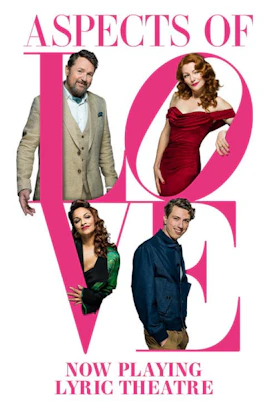 Aspects of Love musical poster with cast members in London.