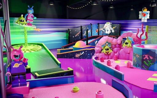 LEGOLAND® space-themed mini golf course with alien and astronaut figures.