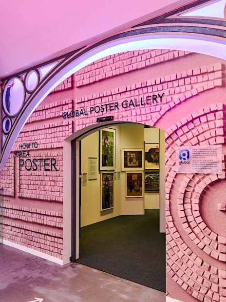 Global Poster Gallery entrance at London Transport Museum.