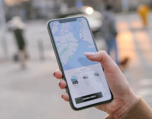 booking an uber cab through the phone