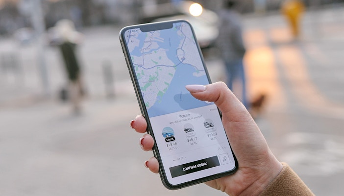 Visitor using Uber app