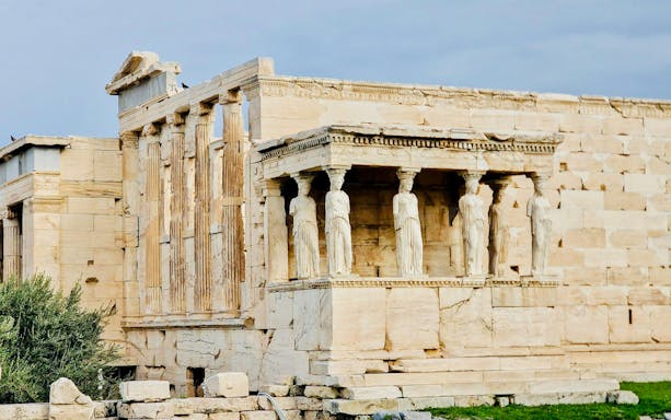 Erechtheion with Caryatids on Acropolis small-group tour, Athens.