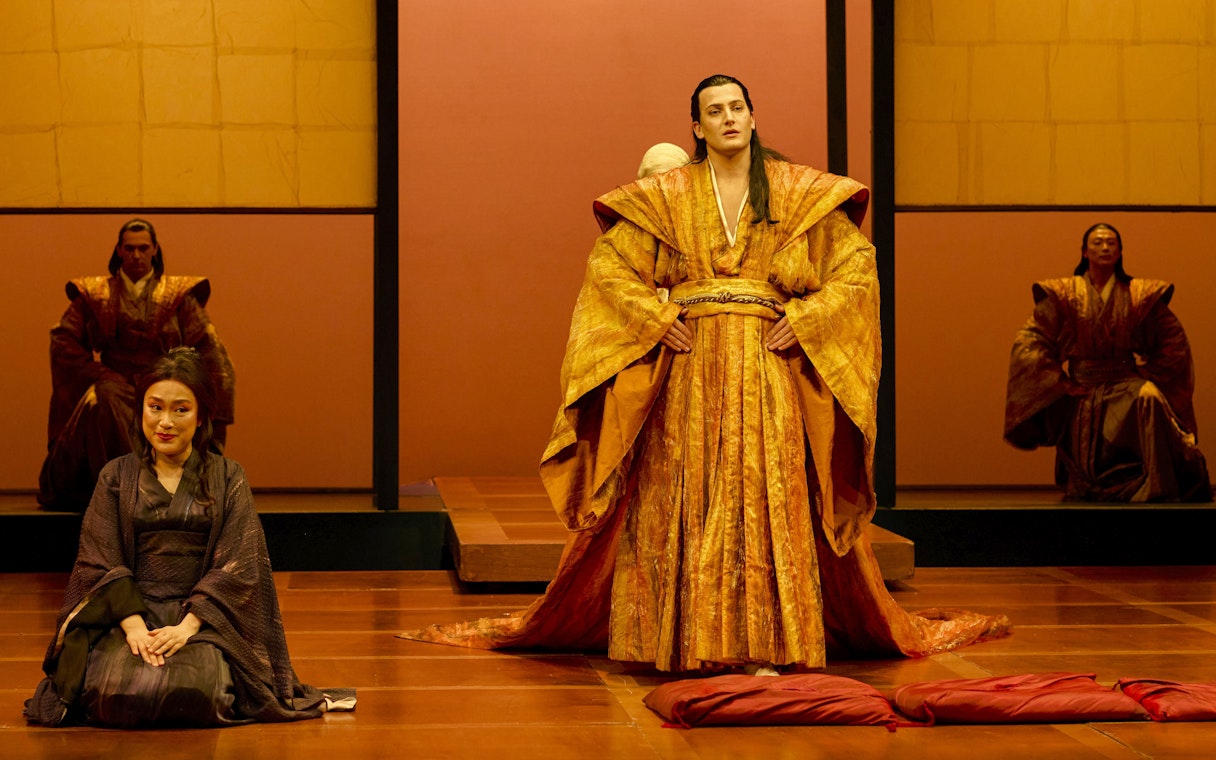Stage performance of Madama Butterfly in Sydney with actors in traditional costumes.