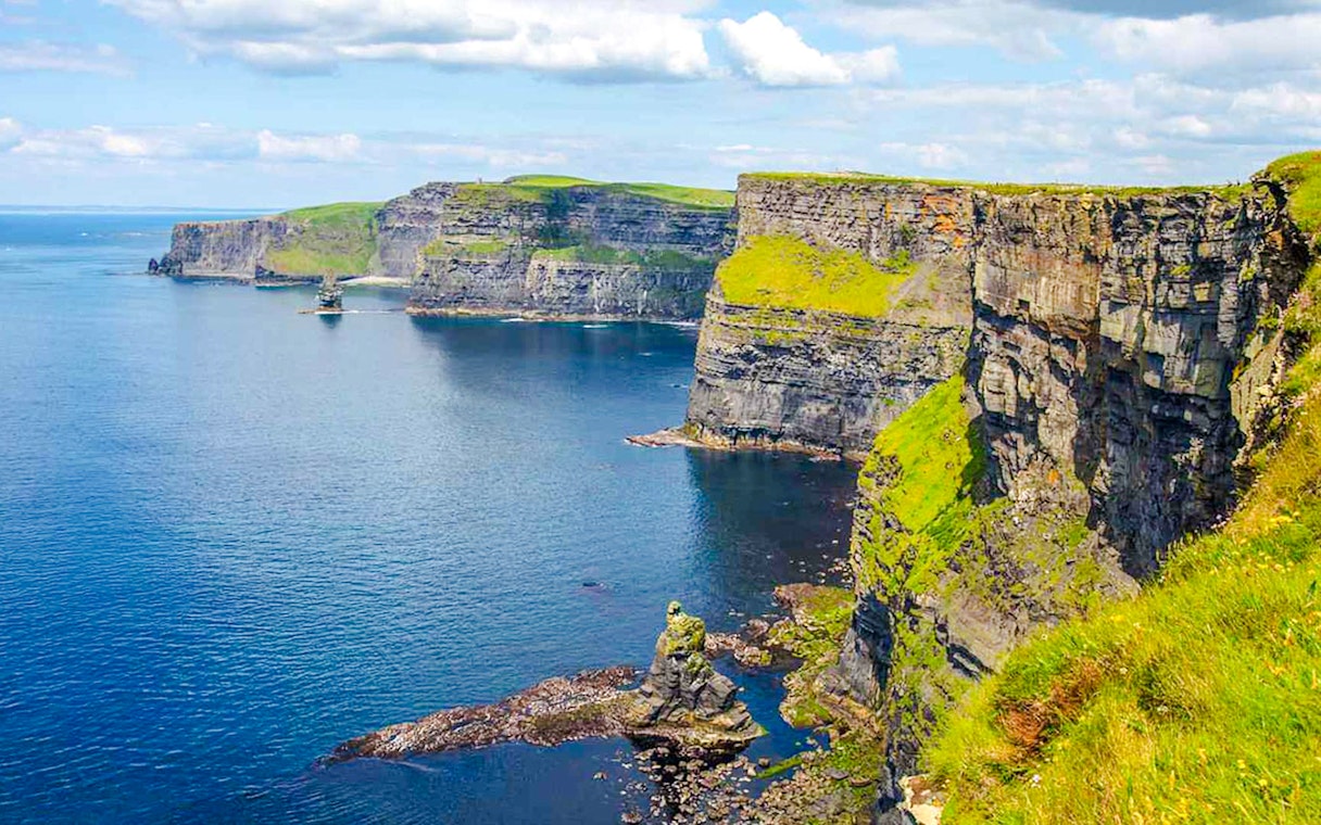Cliffs of Moher overlooking the Atlantic Ocean in County Clare, Ireland.