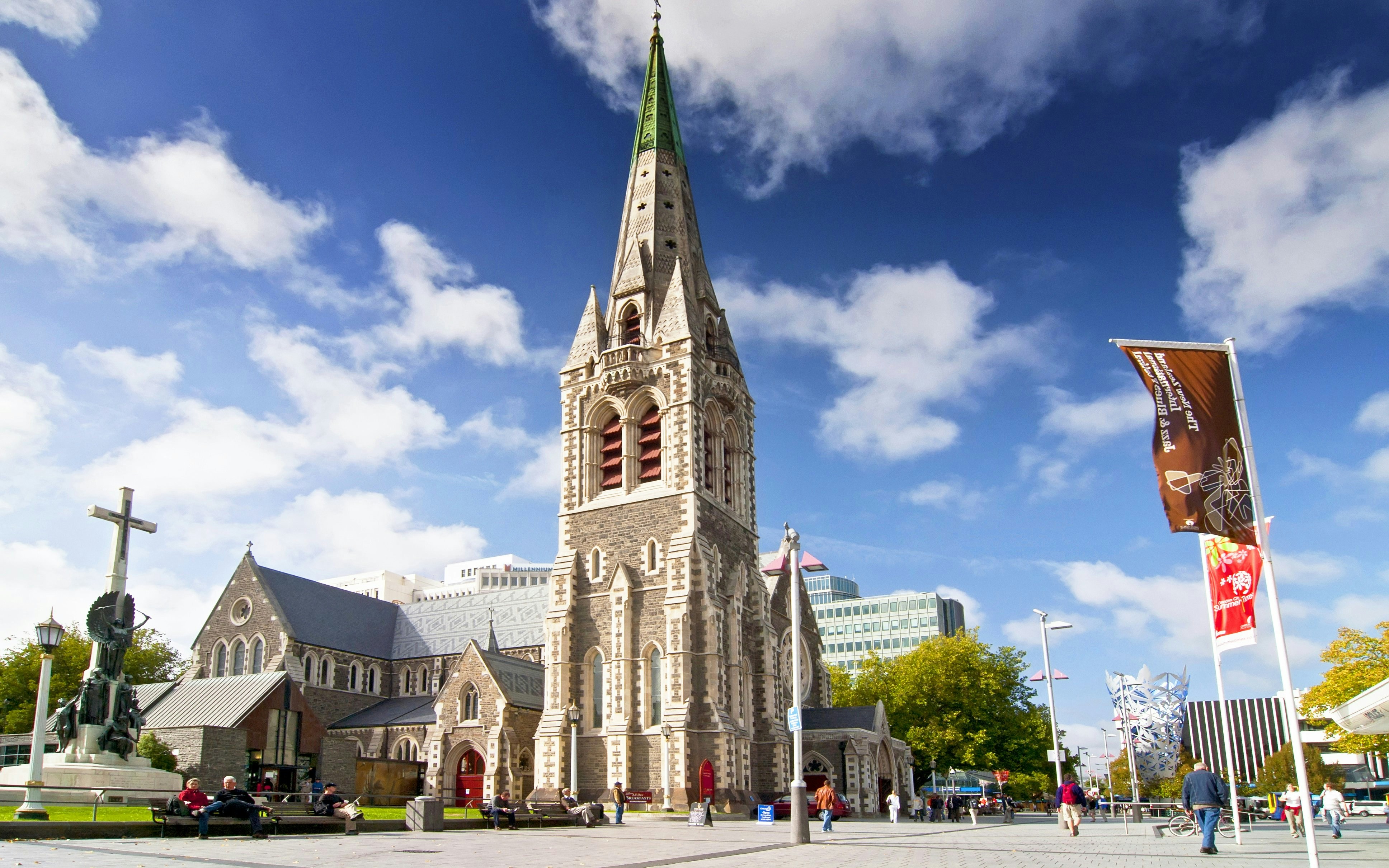 Deconsecrated Anglican cathedral in Christchurch Cathedral Square, South Island, New Zealand.