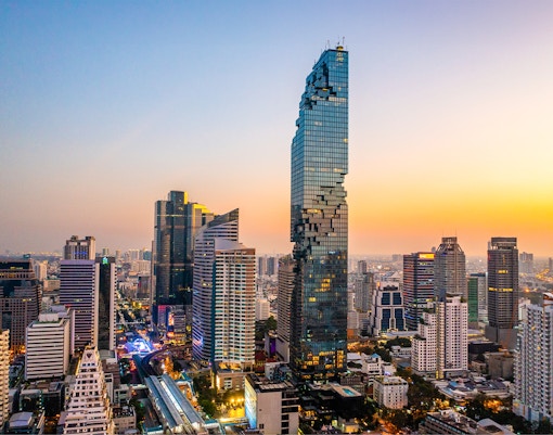 Aerial view of King Power Mahanakhon tower