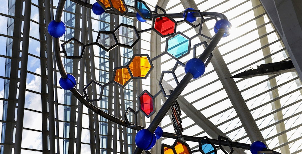 Oceanogràfic Valencia aquarium with marine life exhibits, Príncipe Felipe Science Museum architecture in background.