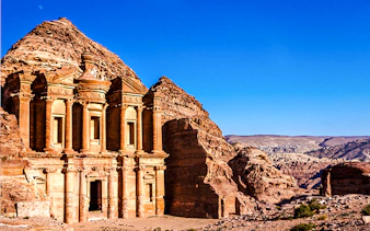 Petra's Monastery in Jordan, viewed during a guided tour from Amman.