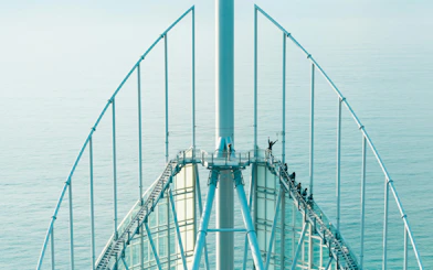 Guests ascending Skypoint Climb with ocean view in Gold Coast, Australia.