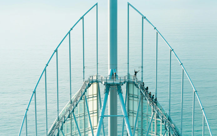 Guests ascending Skypoint Climb with ocean view in Gold Coast, Australia.