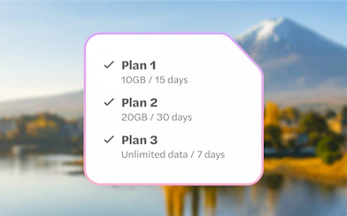 Gohub Japan e-sim plans with data options and durations.