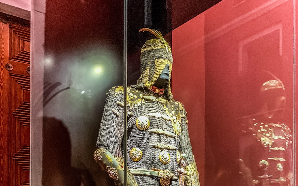 Topkapi Palace's Imperial Treasury armor display in Istanbul.