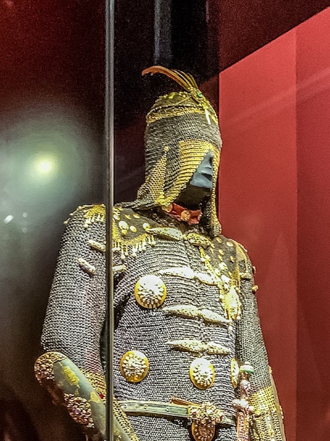 Topkapi Palace's Imperial Treasury armor display in Istanbul.