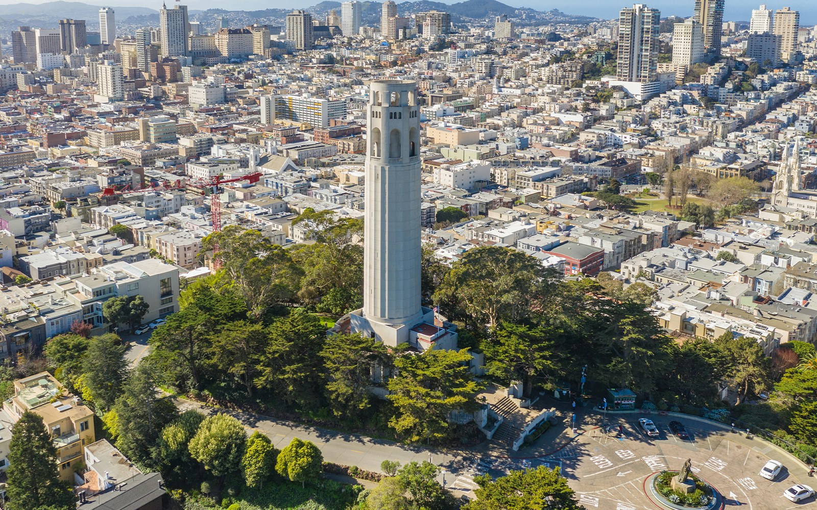 Vista aérea diurna de la Torre Coit, San Francisco, California, EE. UU.