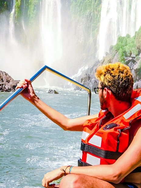 Gran Aventura boat ride near waterfalls at Argentinian falls.