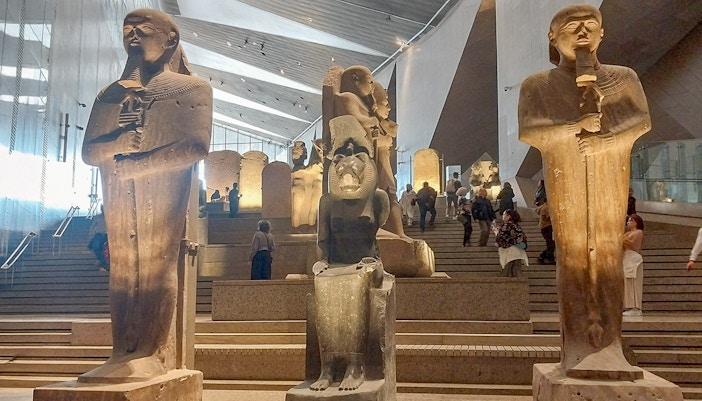 Statues at the Grand Egyptian Museum