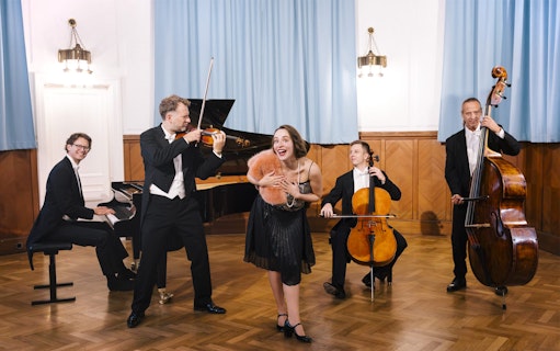 Musicians and singer performing at Amadeus Concerts in Ehrbarsaal, Vienna.