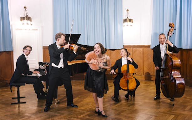 Musicians and singer performing at Amadeus Concerts in Ehrbarsaal, Vienna.