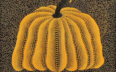 Yayoi Kusama's dotted pumpkin artwork at Stedelijk Museum Amsterdam exhibition.