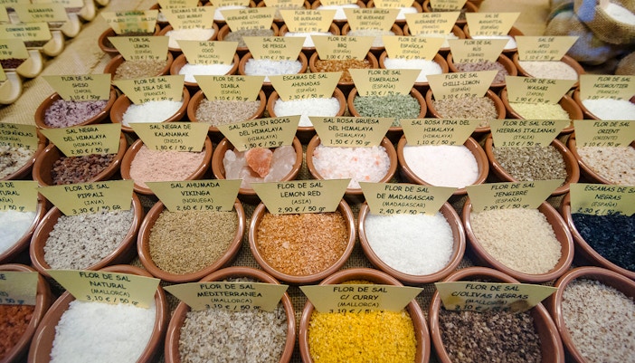 Santa Catalina Market stalls with fresh produce and local goods in Mallorca.