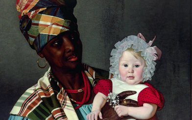 Painting of a woman holding a baby, featured at the National Museum of Denmark.