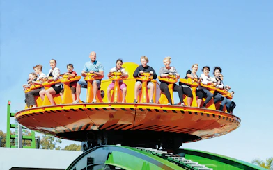 People enjoying the Shockwave ride at Dreamworld, Gold Coast.