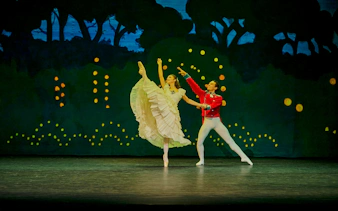 Ballet dancers performing The Nutcracker at Tivoli Gardens Christmas show.