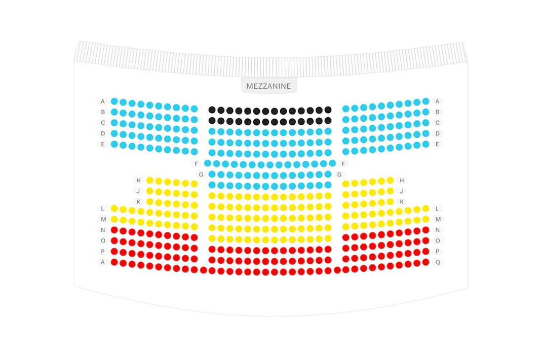 Seating chart of August Wilson Theatre mezzanine section.