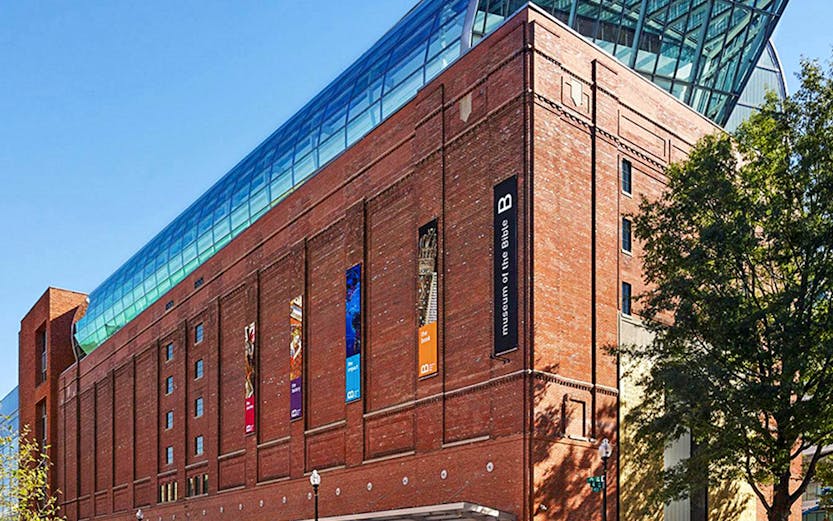 Museum of the Bible exterior with glass roof in Washington, D.C.