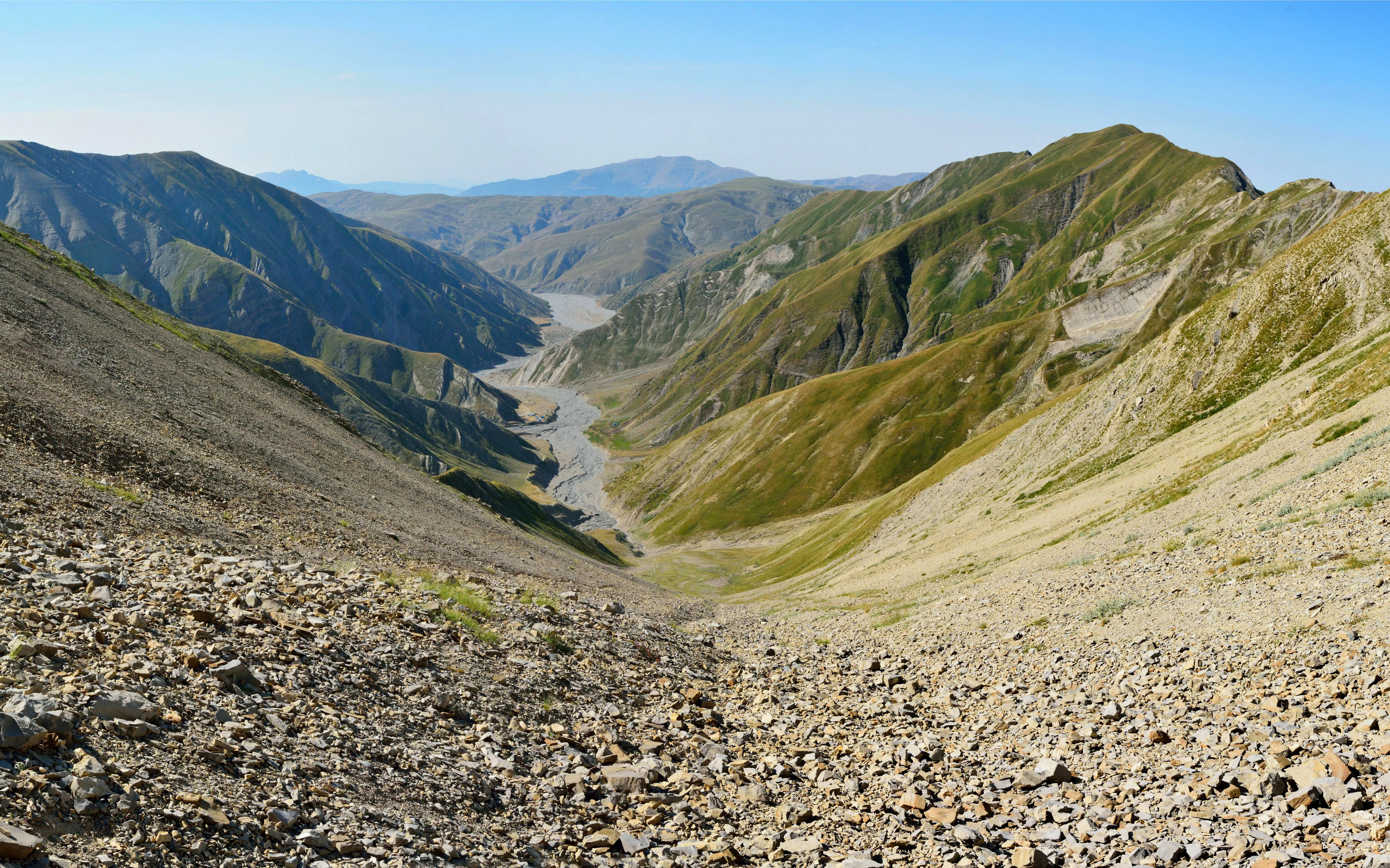 Girdimanchay River Valley view in Azerbaijan from Baku Shahdag Candy Cane Mountains tour.