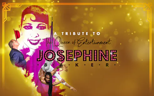 Tribute show poster for Josephine Baker with performers and vibrant design.