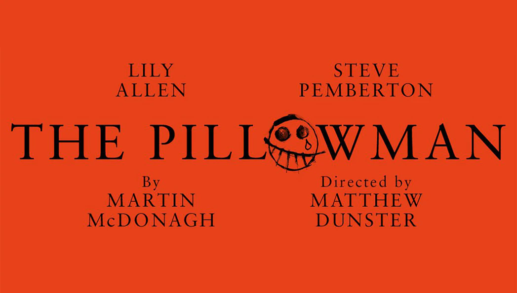 The Pillowman play poster with cast and crew names.