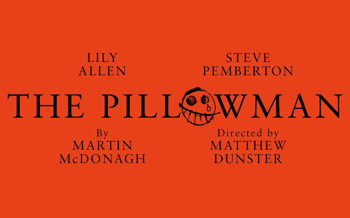 The Pillowman play poster with cast and crew names.