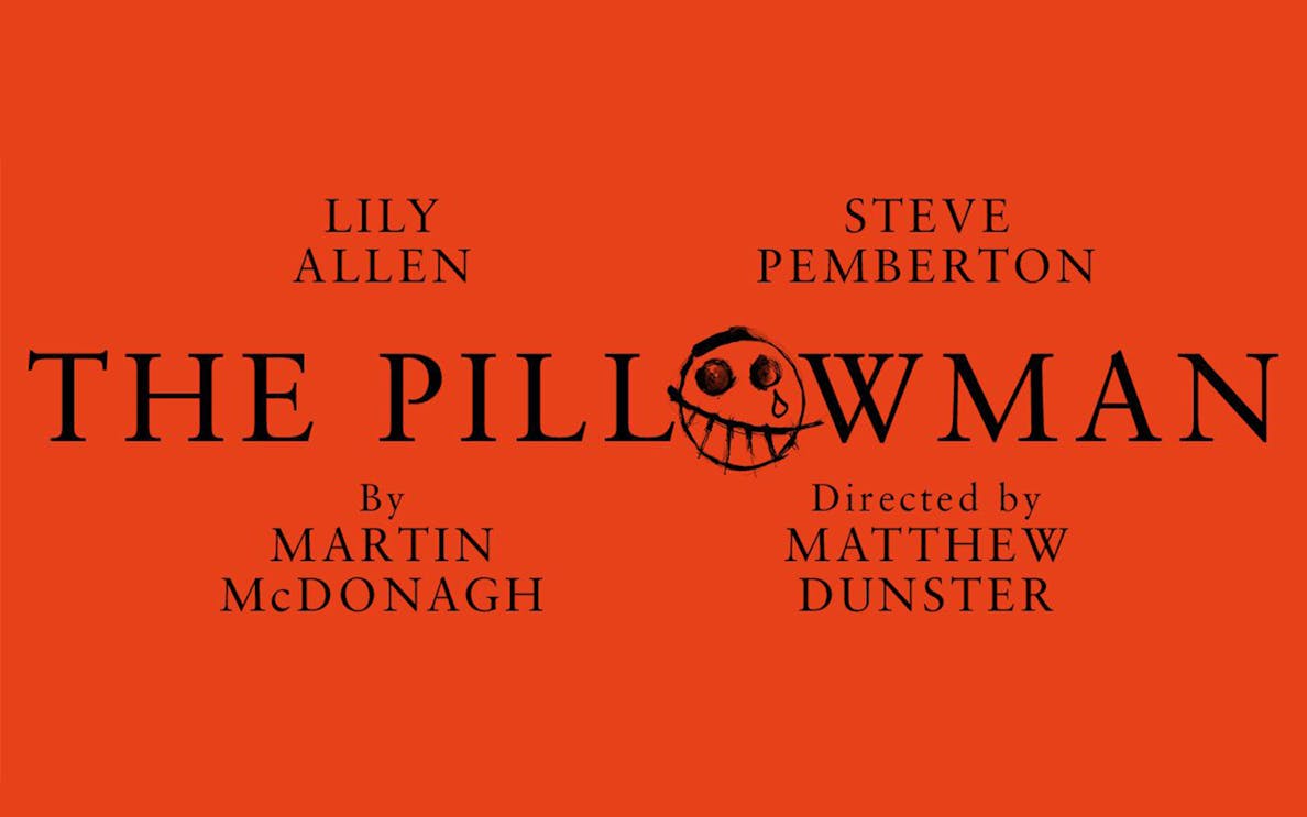 The Pillowman play poster with cast and crew names.