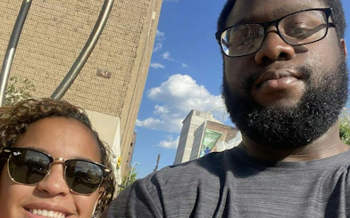 Self-guided city exploration in Philadelphia Old Town with participants.