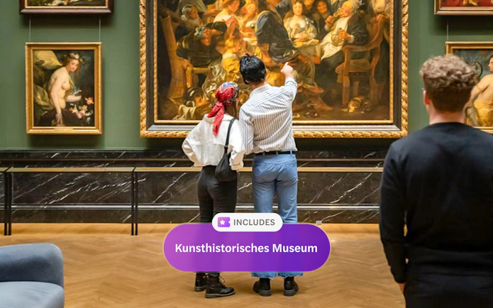 Guests viewing paintings inside Kunsthistorisches Museum Vienna.