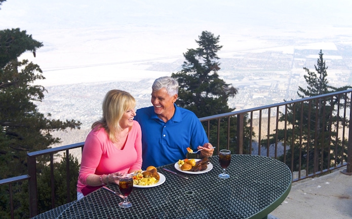 Couple dining with a view at Palm Springs Aerial Tramway.