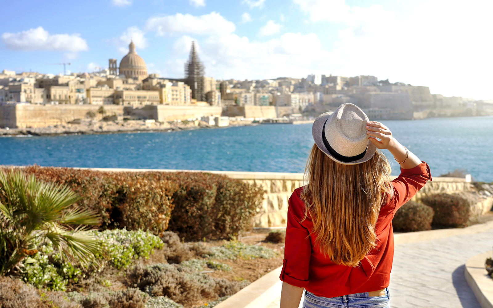 Valletta Waterfront view with historic buildings and harbor, Malta day tour.