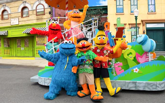 Sesame Street characters posing at Sesame Place San Diego.