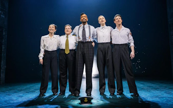 Cast of Operation Mincemeat performing on Broadway stage.
