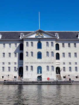 National Maritime Museum building facade in Amsterdam, Netherlands.
