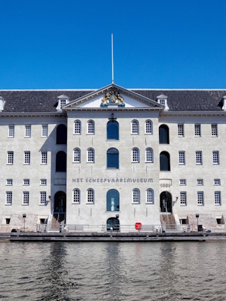 National Maritime Museum building facade in Amsterdam, Netherlands.