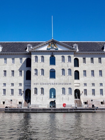 National Maritime Museum building facade in Amsterdam, Netherlands.