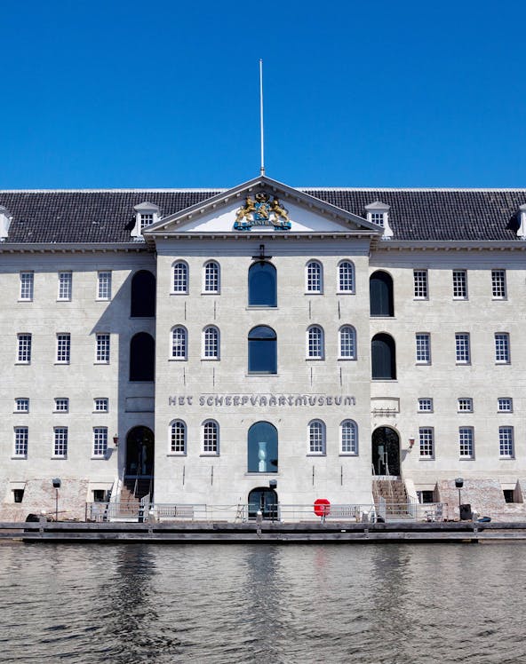 National Maritime Museum building facade in Amsterdam, Netherlands.