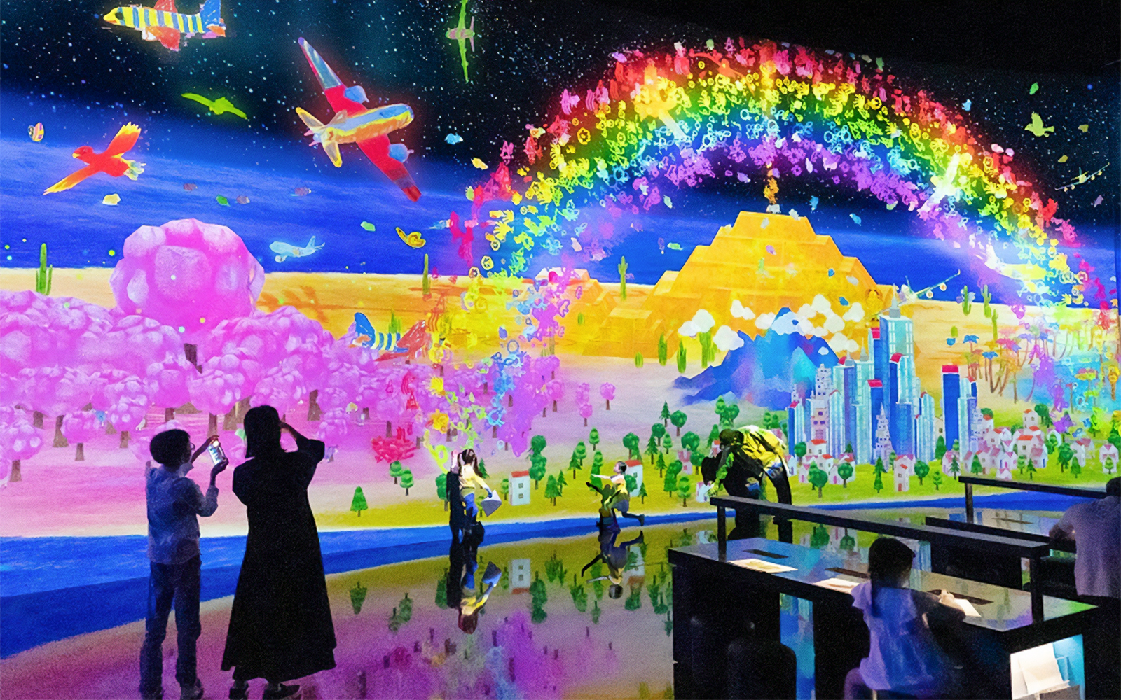 Interactive digital art display at Singapore Future World Exhibition.